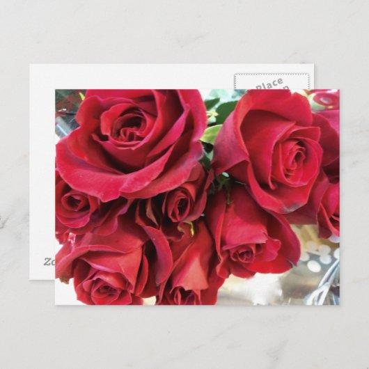 Rode rozen Sla het briefkaart Datum op (Voorkant / Achterkant)