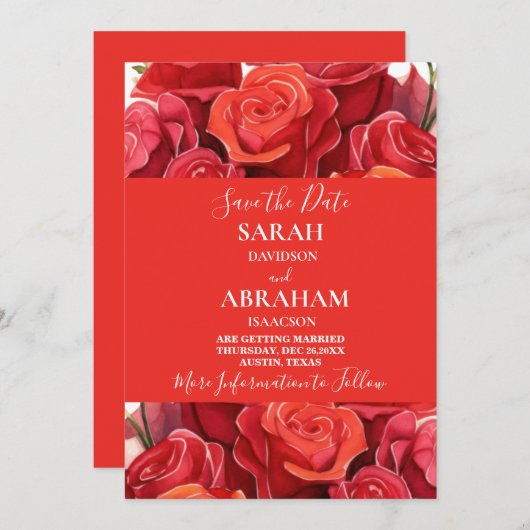 Rode rozen sparen de Datum Kaart (Voorkant / Achterkant)