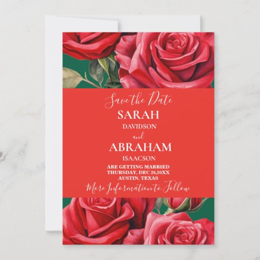 Rode rozen sparen de Datum Kaart (Voorkant)