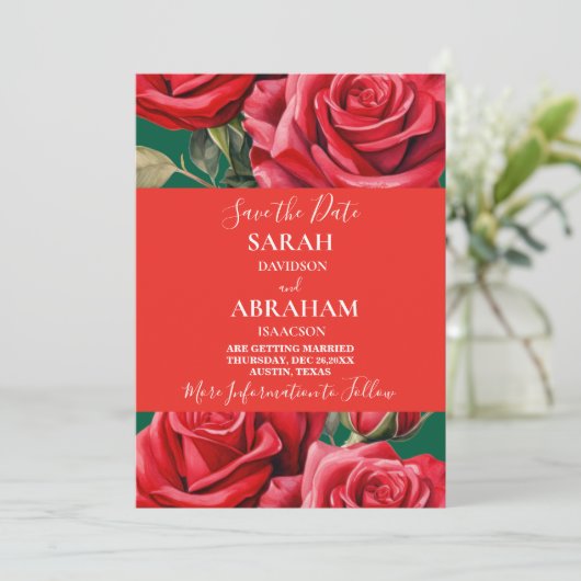Rode rozen sparen de Datum Kaart (Staand voorkant)