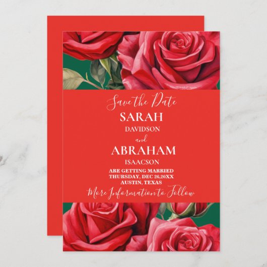 Rode rozen sparen de Datum Kaart (Voorkant / Achterkant)