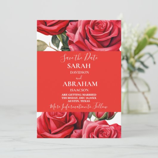 Rode rozen sparen de Datum Kaart (Staand voorkant)