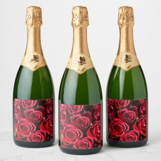 Rode rozen sparkling wijnetiket (Flessen)
