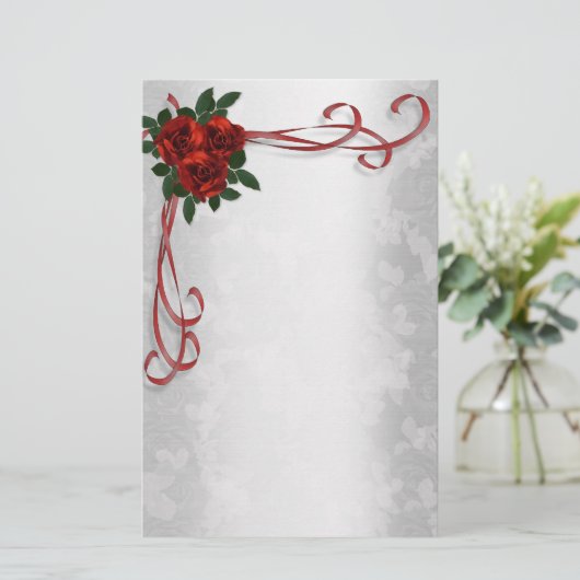 Rode rozen Stationery Briefpapier (Staand voorkant)