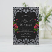 Rode rozen, strepen Gothic repetitie diner Kaart (Staand voorkant)