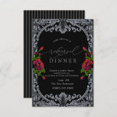 Rode rozen, strepen Gothic repetitie diner Kaart (Voorkant / Achterkant)