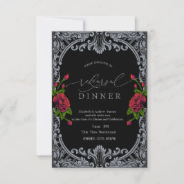 Rode rozen, strepen Gothic repetitie diner Kaart