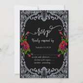 Rode rozen, strepen Gothic RSVP Kaart (Voorkant)
