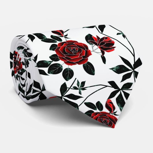 Rode rozen. stropdas (Opgerold)