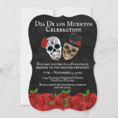 rode rozen suikerschedels Dia de Muertos Kaart (Voorkant)