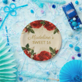  rode rozen Sweet 16-jarige verjaardag Papieren Bordje (Feest)