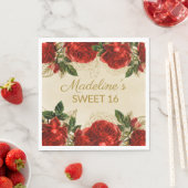 rode rozen Sweet 16-jarige verjaardag Servet (Insitu)