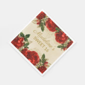 rode rozen Sweet 16-jarige verjaardag Servet (Hoek)