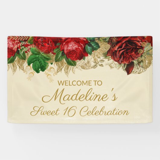 rode rozen Sweet 16 Spandoek (Horizontaal)