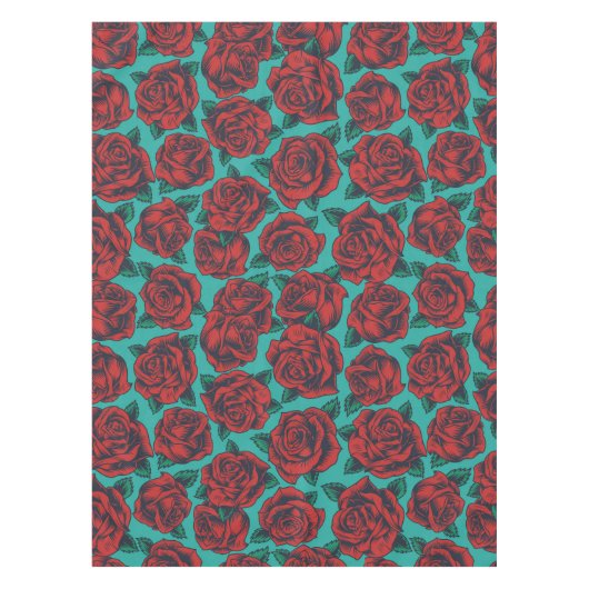 Rode rozen tafelkleed (Voorkant)