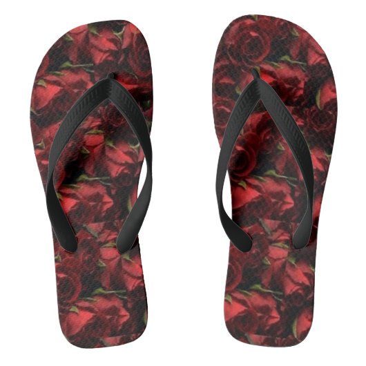 Rode rozen Teenslippers met brede rand (Voetbed)