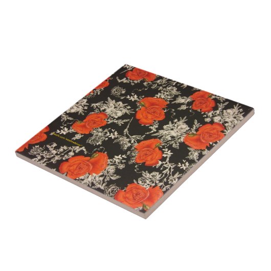 Rode rozen tegeltje (Zijkant)