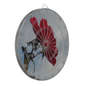 Rode rozen tegen een heldere blauwe hemel dartbord (Voorkant Links)