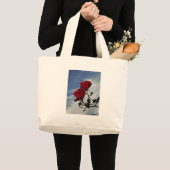 Rode rozen tegen een heldere blauwe hemel grote tote bag (Voorkant (product))