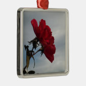 Rode rozen tegen een heldere blauwe hemel metalen ornament (Rechts)