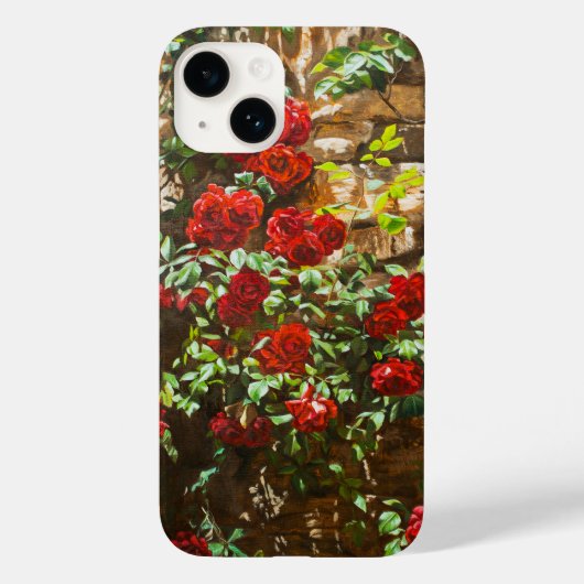 Rode Rozen Tegen een Stenen Muur Case-Mate iPhone Case (Achterkant)