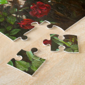 Rode rozen tegen een stenen muur legpuzzel (Zijkant)