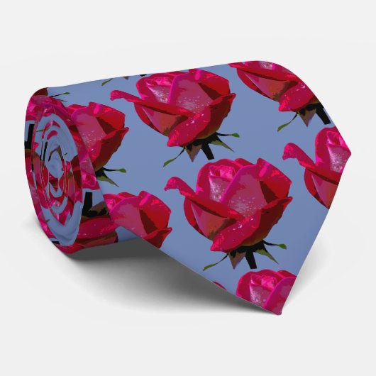 rode rozen Thunder_Cove blauw Stropdas (Opgerold)