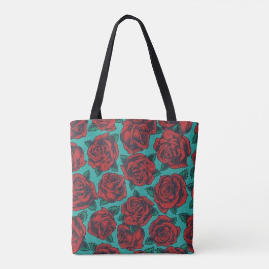Rode rozen tote bag (Achterkant)