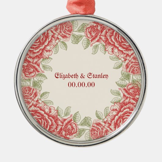 Rode Rozen Trouwen Save the Date ornament (Voorkant)