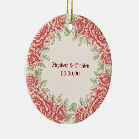  Rode Rozen Trouwen Save the Date ornament (Rechts)