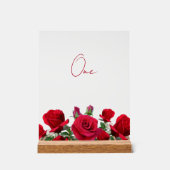 Rode Rozen Trouwtafel Nummer Acryl Bord (Voorkant)