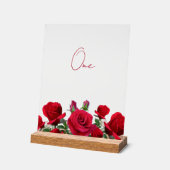 Rode Rozen Trouwtafel Nummer Acryl Bord (Hoek)