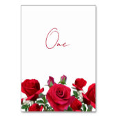 Rode Rozen Trouwtafel Nummer Geschreven Kaarten (Voorkant)