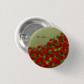 Rode Rozen Tuin Veld Levendig Bloemstuk Ronde Button 3,2 Cm (Voorkant /achterkant)