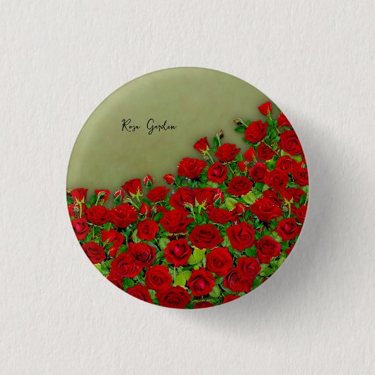 Rode Rozen Tuin Veld Levendig Bloemstuk Ronde Button 3,2 Cm (Voorkant)