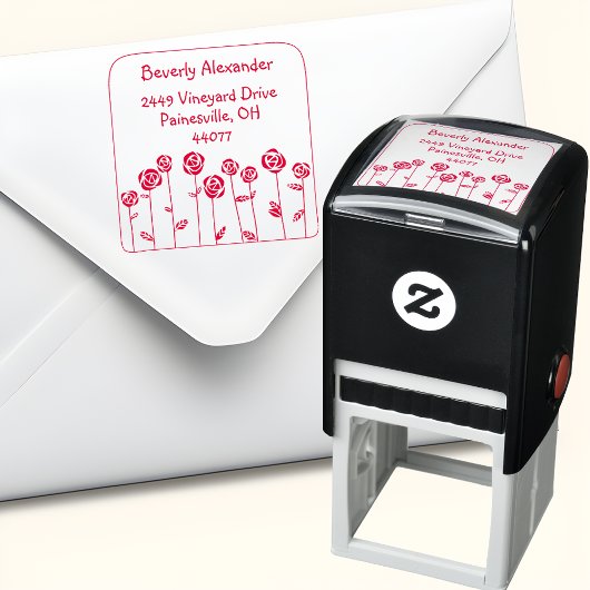 Rode Rozen Tuin Zelfinkende Retouradres Stempel
