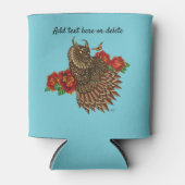 Rode Rozen Uil Blauw Blikjeskoeler (Voorkant)