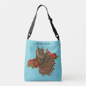 Rode Rozen Uil Blauw Crossbody Tas (Achterkant)