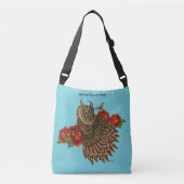 Rode Rozen Uil Blauw Crossbody Tas (Voorkant)