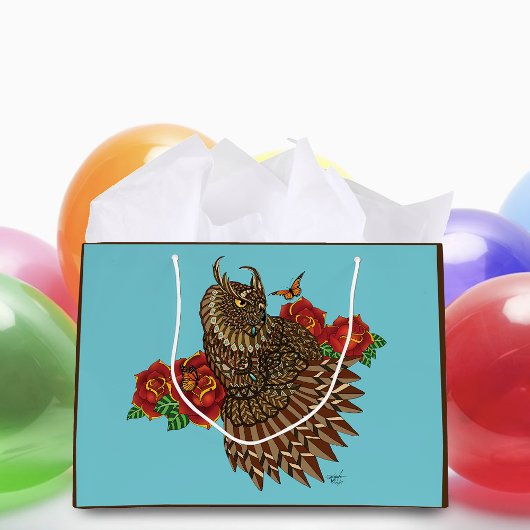 Rode Rozen Uil Blauw Groot Cadeauzakje