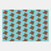 Rode Rozen Uil Blauw Inpakpapier Vel (Voorkant 2)