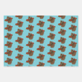Rode Rozen Uil Blauw Inpakpapier Vel (Voorkant)
