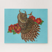 Rode Rozen Uil Blauw Legpuzzel (Horizontaal)