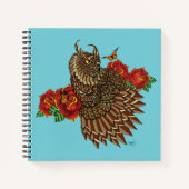 Rode Rozen Uil Blauw Notitieboek (Voorkant)