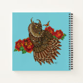 Rode Rozen Uil Blauw Notitieboek (Achterkant)