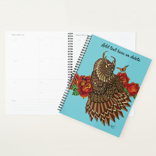 Rode Rozen Uil Blauw Planner (Display)
