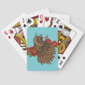 Rode Rozen Uil Blauw Pokerkaarten (Achterkant)