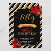 Rode rozen uitnodiging voor verjaardag (Voorkant / Achterkant)