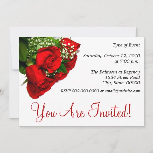 Rode Rozen Uitnodigingen (Voorkant)