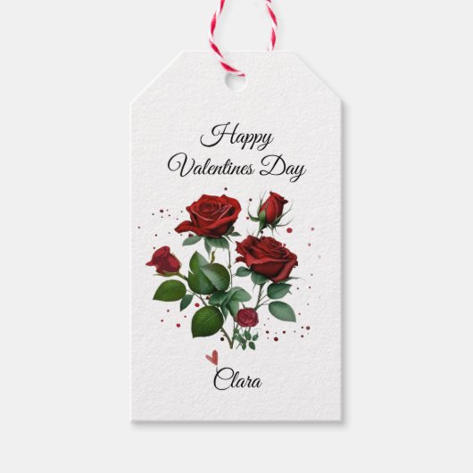 Rode Rozen Valentijnsdag Cadeaulabel (Voorkant)